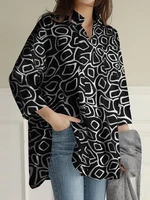 Vintage Oversize Shirt Spring Summer Long Sleeve V Neck Loose Blouse Elegant Harajuku Chic Split Tops Office Lady Tunics 2022 - Image 3