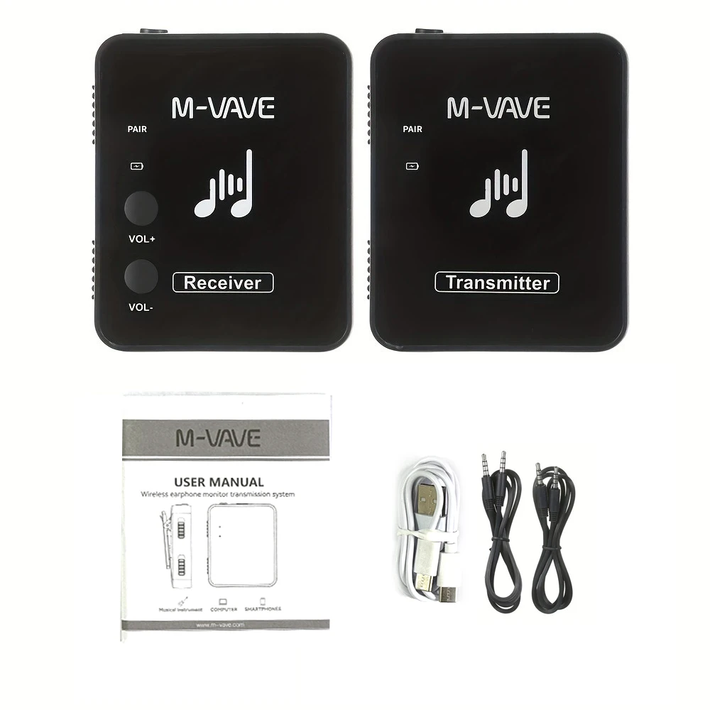 M-VAVE WP-10 2.4GHz Wireless Earphone Monitor Transmission System Rechargeable Transmitter & Receiver Stereo Mono Recording wireless earphone monitor