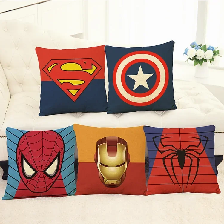 Pillow Case Cover cushion cover,pillow case cover MARVEL Pillow Case Spiderman Iron Man Captain Cushion Cover 45*45 Decoration Superhero Pillowcase Pillowcover Bedroom Decor Gift