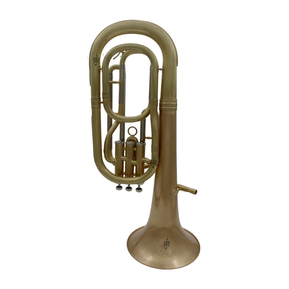 Eastern Music Pro use Clear Lacquered Bb Baritone Horn Cupronickel Tuning Pipe Gold Brass Leadpipe & bell
