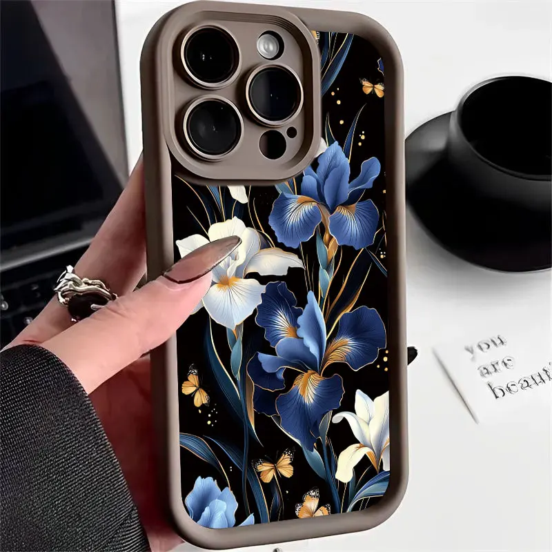 Vintage Floral Shockproof Silicone Phone Case - Soft Protective Cover