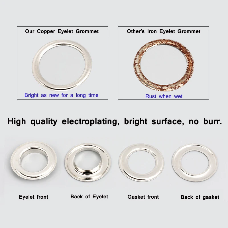 100sets Bronze 3mm-20mm Brass Eyelet Grommet with Washer Leather Round Eye Rings For Shoes Bag Belt Hat Curtain Scrapbooking