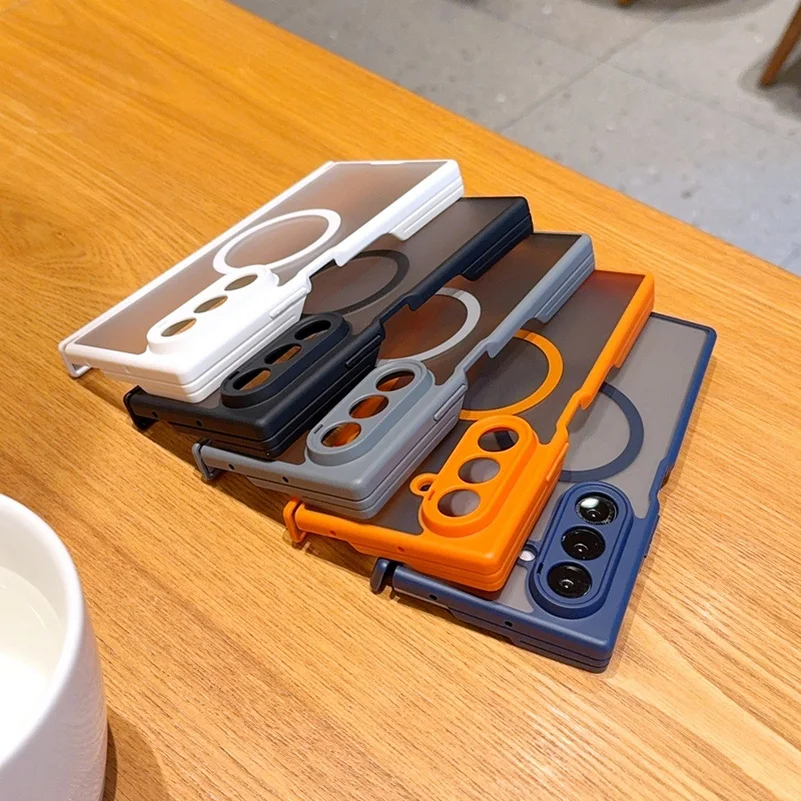 Frosted Matte Semi-Transparent Magnetic Phone Case with Ring Holder