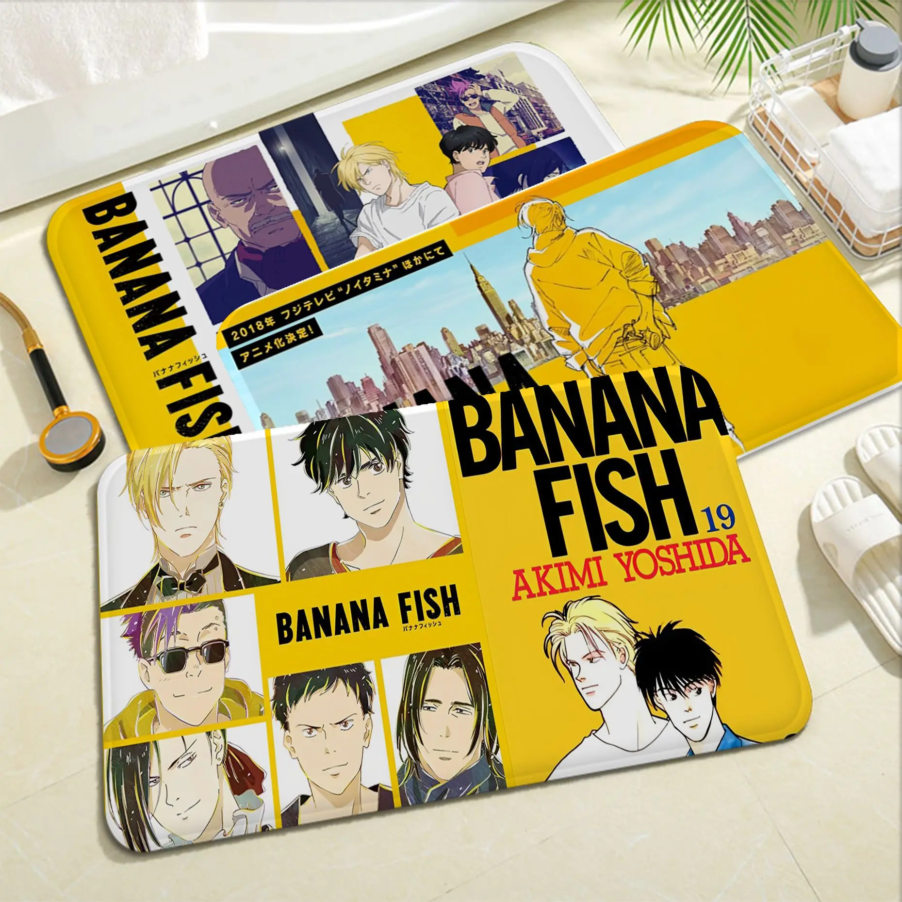 Banana Fish Door Mat Ins Style Soft Camera Da Letto Floor House Lavanderia Room Mat Anti-Skid Modern Home Decor