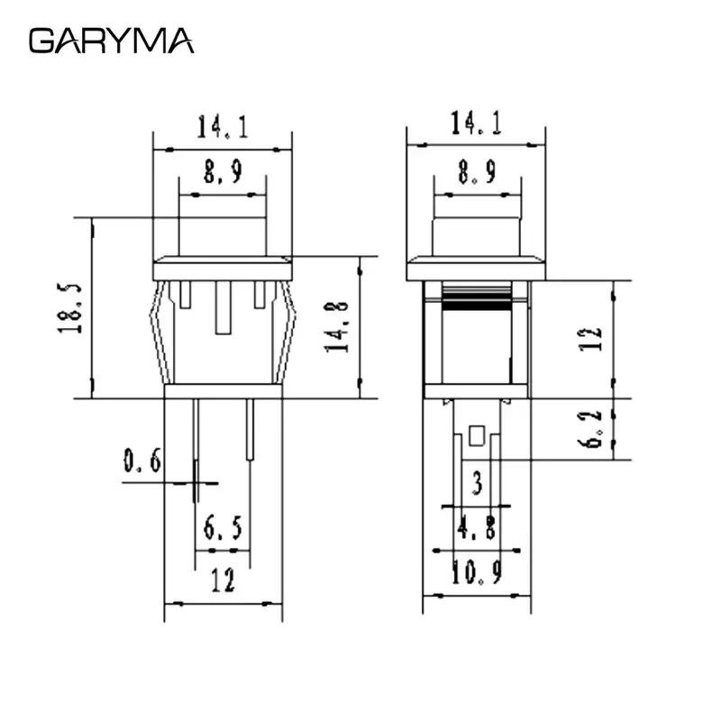 6Pcs DS-430 자동 잠금 스위치 리셋 스위치 순간 푸시 버튼 사각형 전원 스위치 ON-OFF 2Pin 1A/250VAC 3A/125VAC