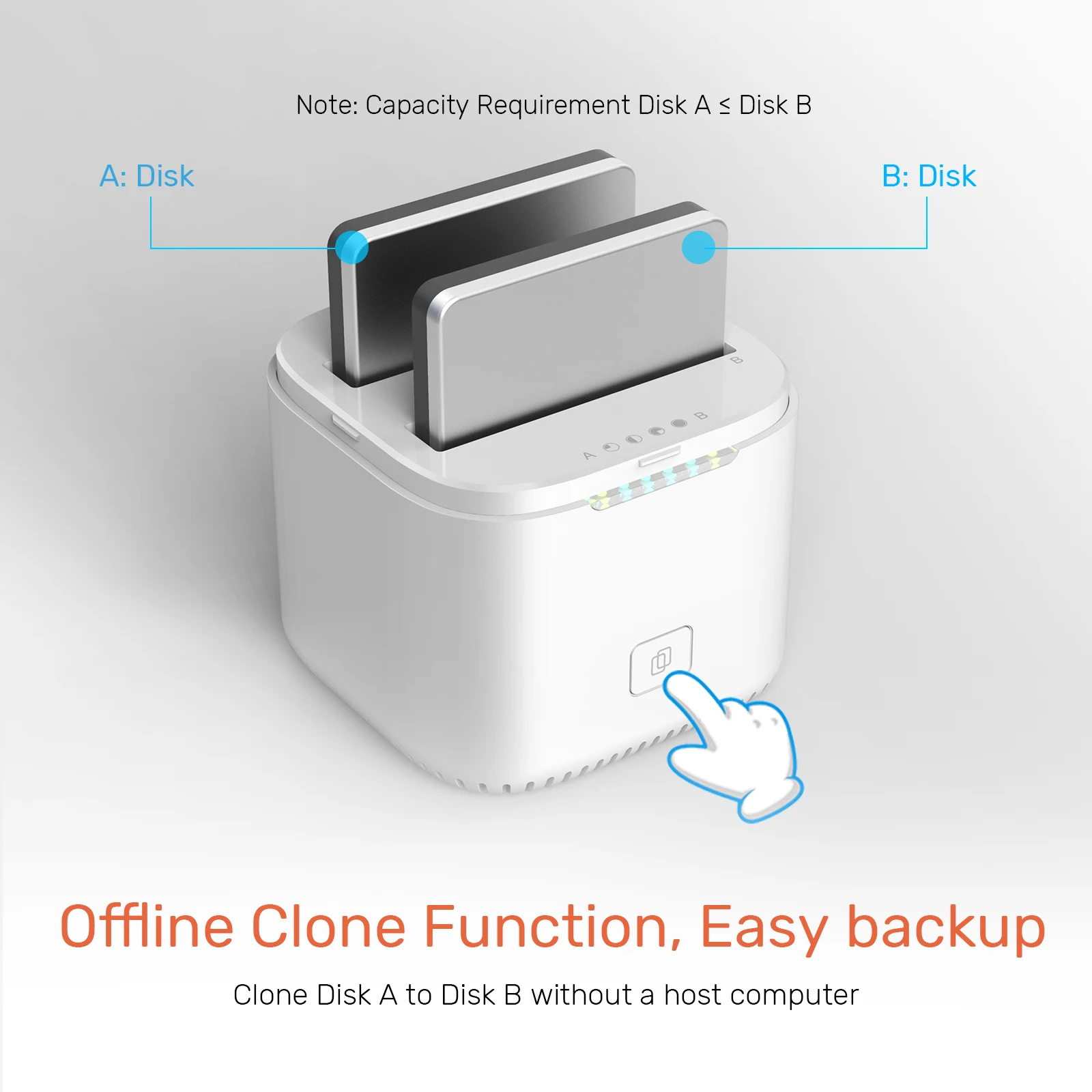 Axlum Dual-bay SSD Docking Station SATA to USB C 3.0 Adapter with Offline Clone for 2.5 SSD Disk Case Hard Drive Enclosure Box