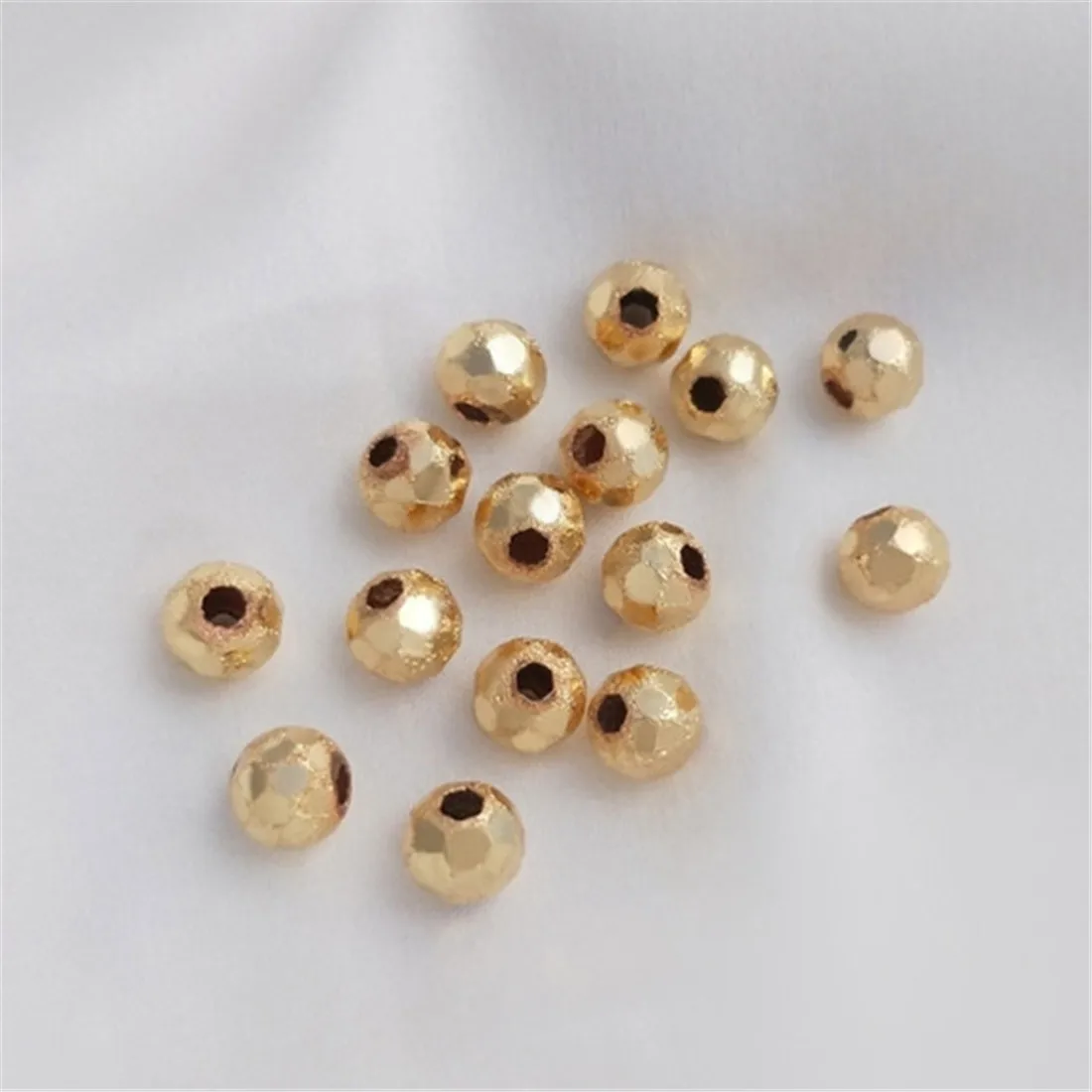 14K Gold-plated Shiny Laser Beads 6mm Cut Round Beads Diy Handmade Jewelry Beaded Materials C261 wavetopsign co2 laser si reflective mirror for laser engraver gold plated silicon reflector lenses dia 19 20 25 30 38 1 mm