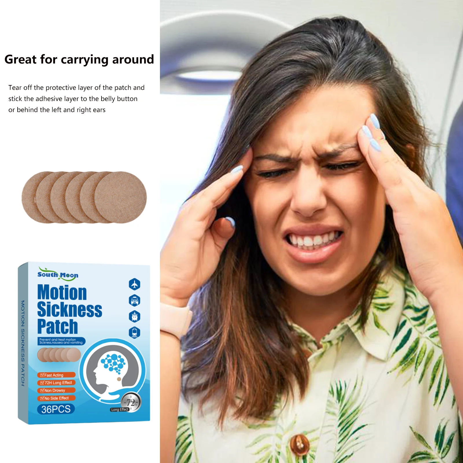 Motion Sickness Patch Car Sickness Patch For Cruise/Dizziness/Vertigo