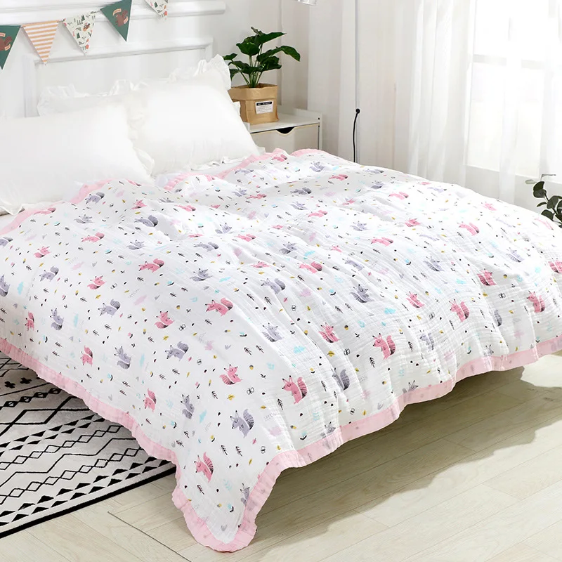 150x220cm gauze towel quilt children's Breathable cotton double-layer air-conditioning blanket adult nap blanket summer bedding