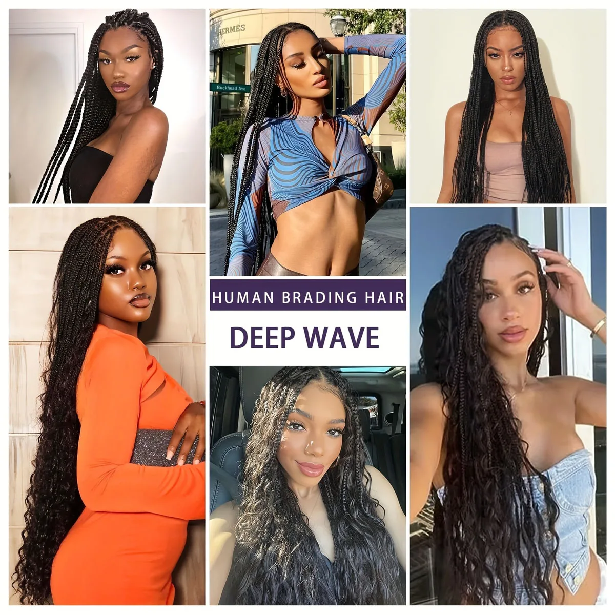 Synthetic 18inch Deep Wave Hair Bulk for Boho Braids Wholesale  Hair Extensions Black Color Curlly Hair