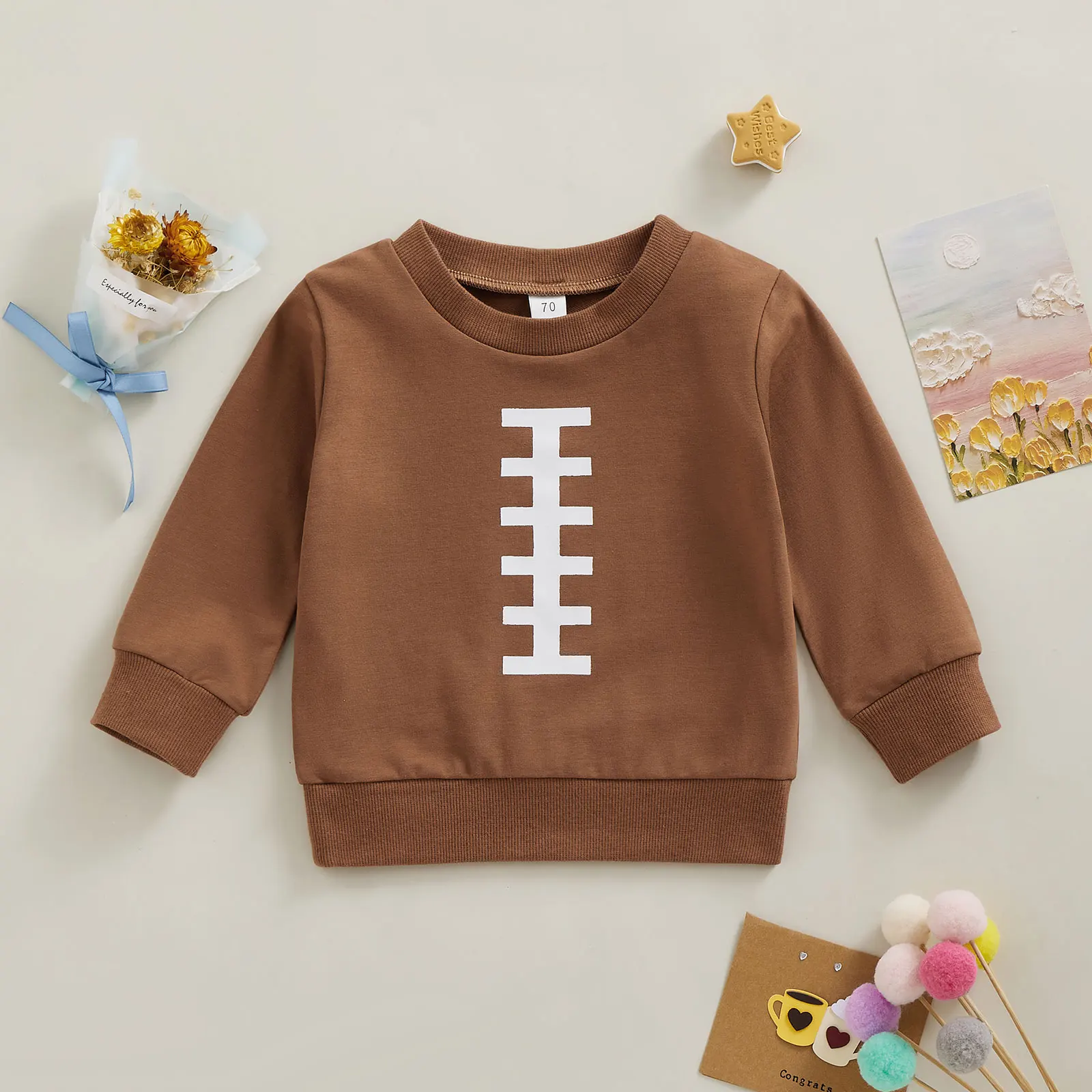 

Baby Girls Boys Sweatshirt Spring Autumn Long Sleeve Crew Neck Rugby Print Casual Pullover Tops 2022 Streetwear