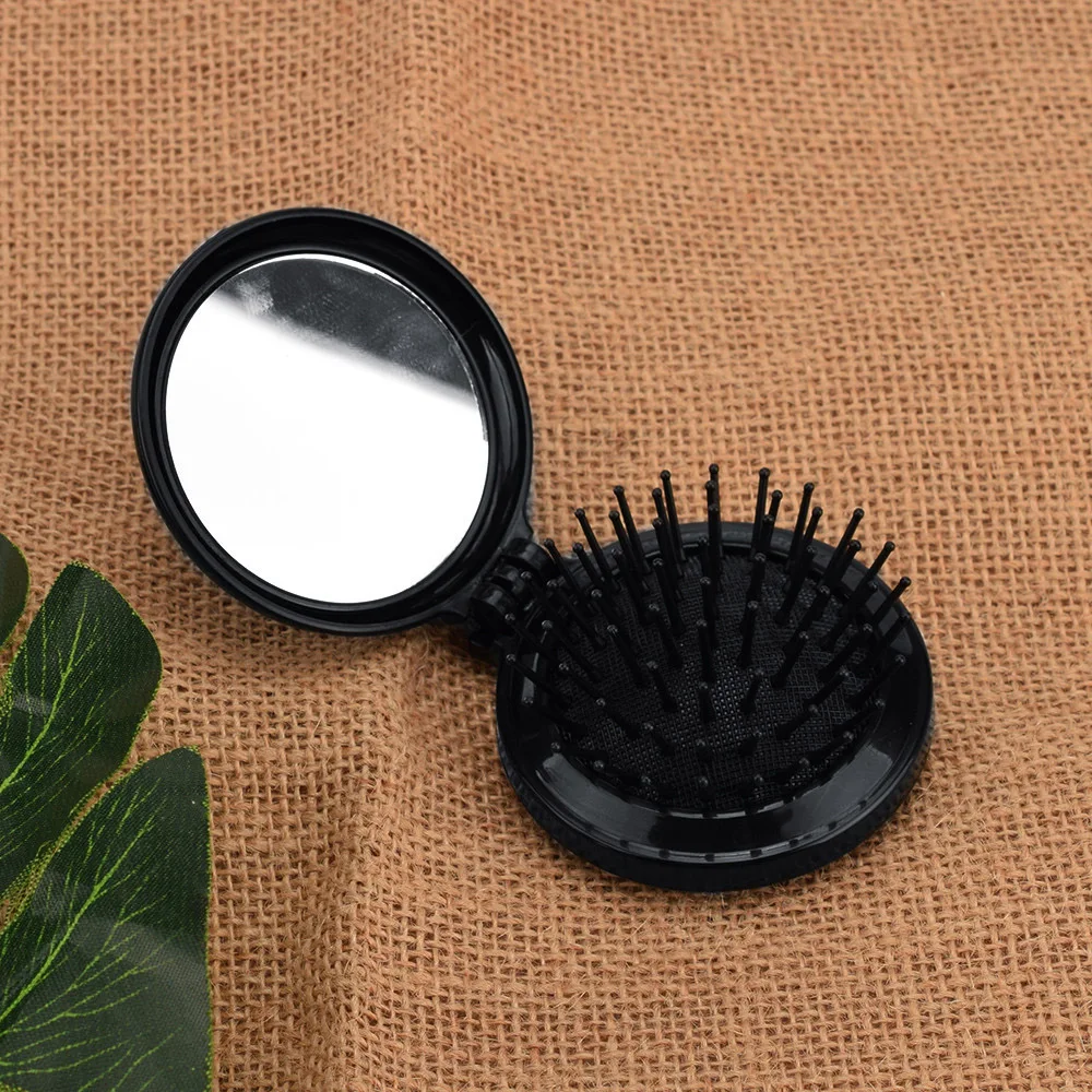 1Pcs Folding Comb Mirror Mini Pocket Haircomb Folding Massager Hair Brush Round Hair Comb with Mirror Folding Hairbrushes