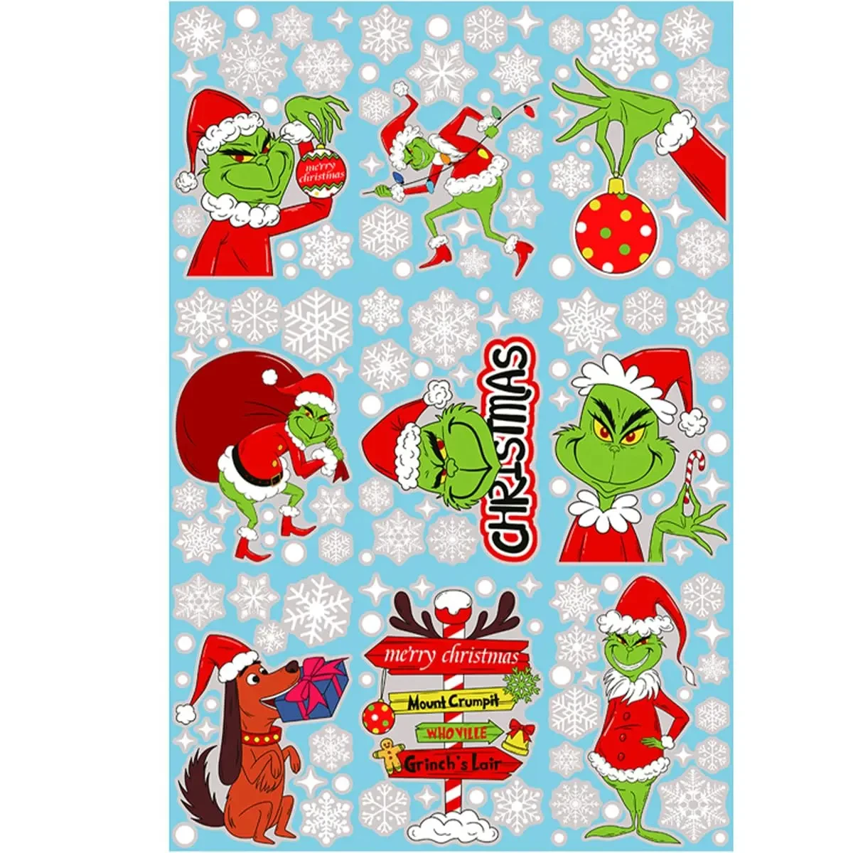 New Year Wall Sticker Kids Room Wall Decals Merry Christmas Decorations For Home Stickers 9 Sheets Grinch Window Stickers