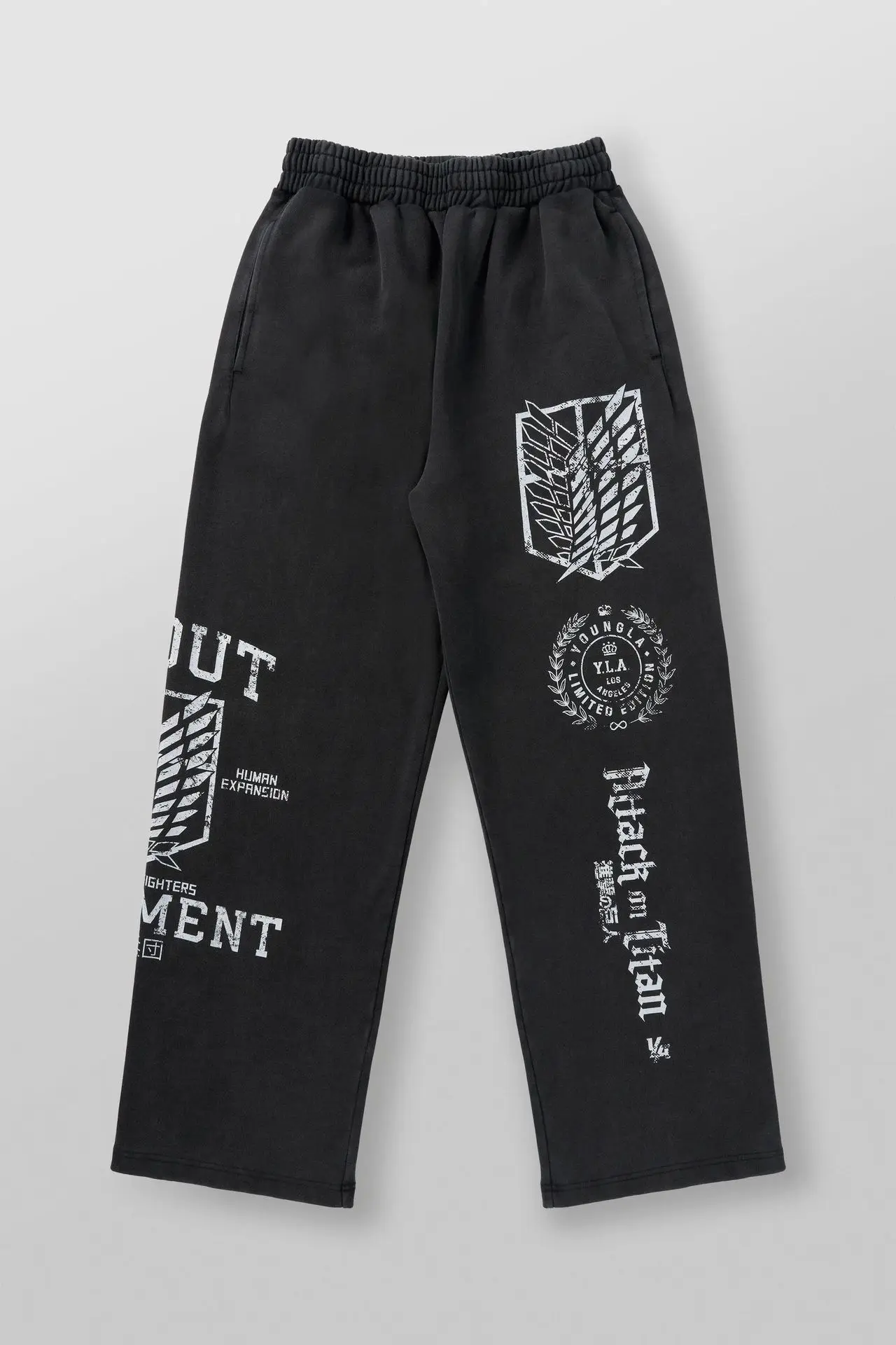 American co branded anime Attack on Titan, jogger, gym training, cotton printed wide leg pants 5