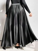 Plus-Size Women's Elegant Solid Color Flared Skirt, Elastic Waist at the Back, with Pockets, Suitable for All Seasons - Image 2