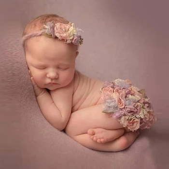 Costume da fotografia neonato fascia per capelli + copertura per fiori rotondi abbigliamento puntelli per foto per bambina accessori Studio abiti da tiro per neonati