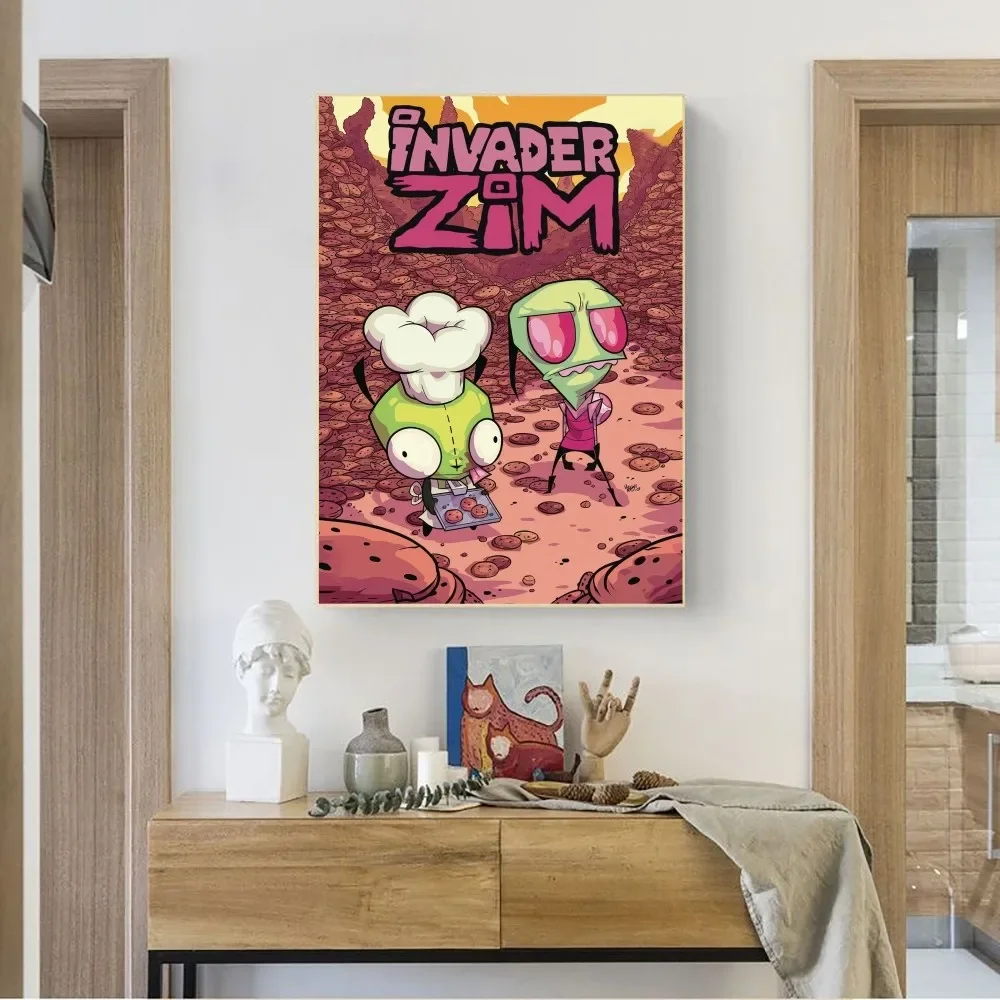 Фото Invader Zim мультяшный плакат из крафт-бумаги, искусство, живопись, наклейки для учебы №2