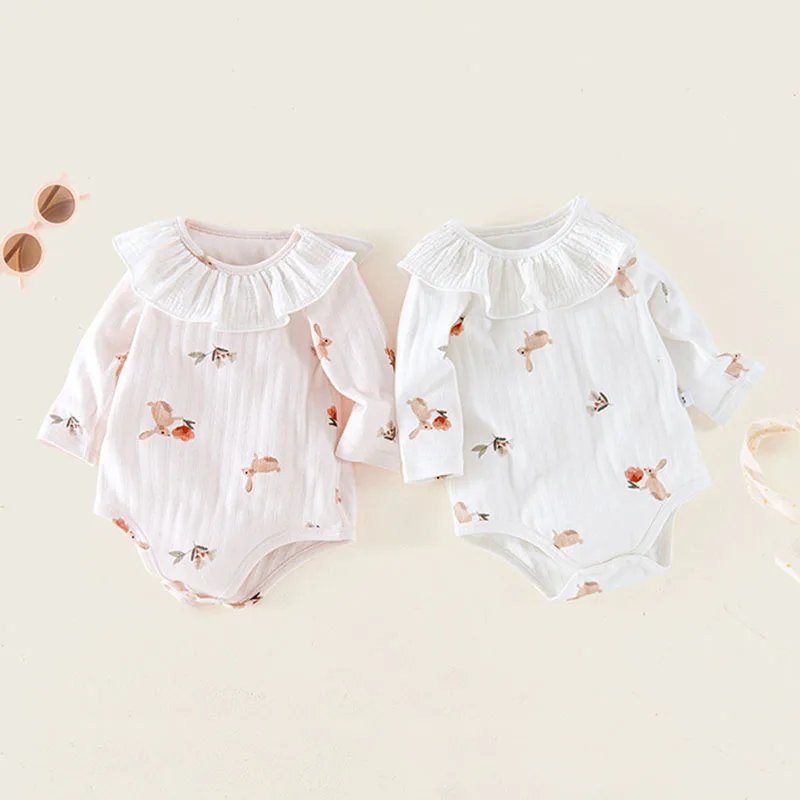 

Baby Girls Romper Soft Cotton Long Sleeve Spring Autumn Toddler Infant Jumpsuits Cute Cartoon Print Bodysuits Newborn Clothes