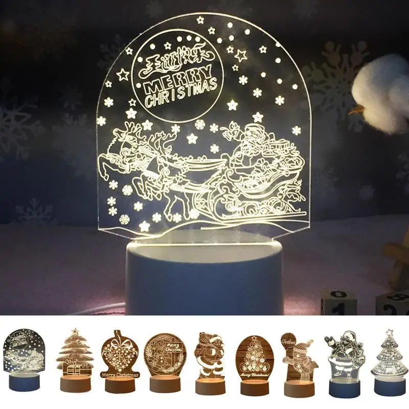 

3D creative Christmas night Light Snowman Santa Claus luminous decorative table lamp decoration holiday gift pattern decorations