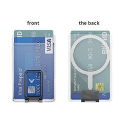 Enhanced Magnetic Transparent Card Holder with Metal Stand - Clear Case and Back Bag Adsorption (Black)