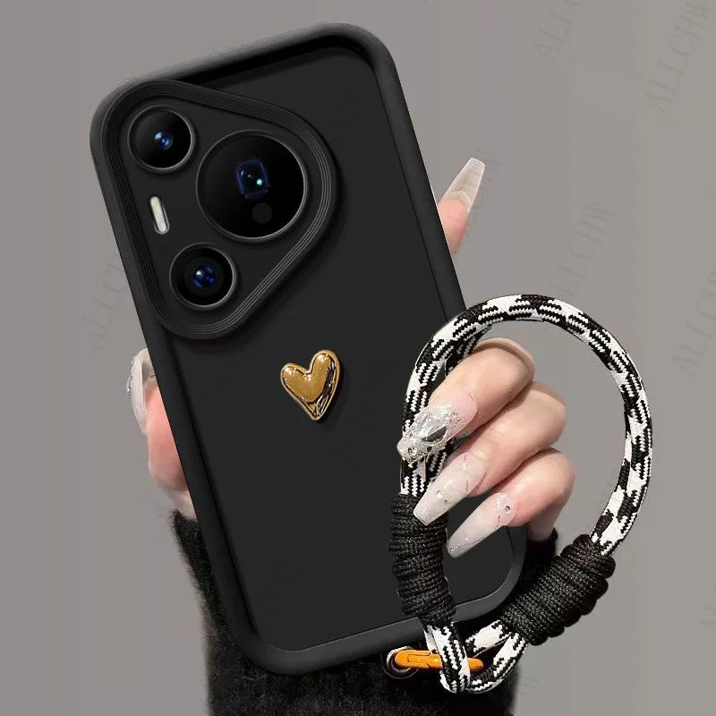 3D Love Heart Strap Shockproof Phone Case Cover