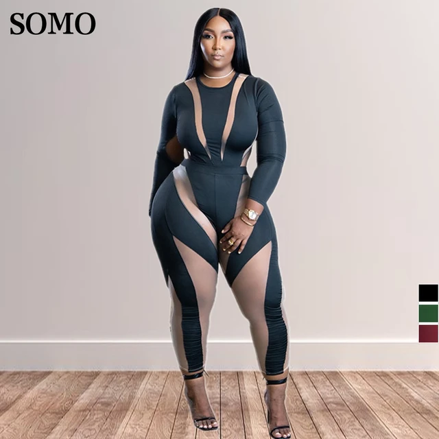 Somo Jumpsuits For Women 2022 Casual Crew Neck Fashion Printed Plus Size  Clothes Sexy Skinny Rompers Wholesale Dropshipping - Plus Size Pants &  Capris - AliExpress