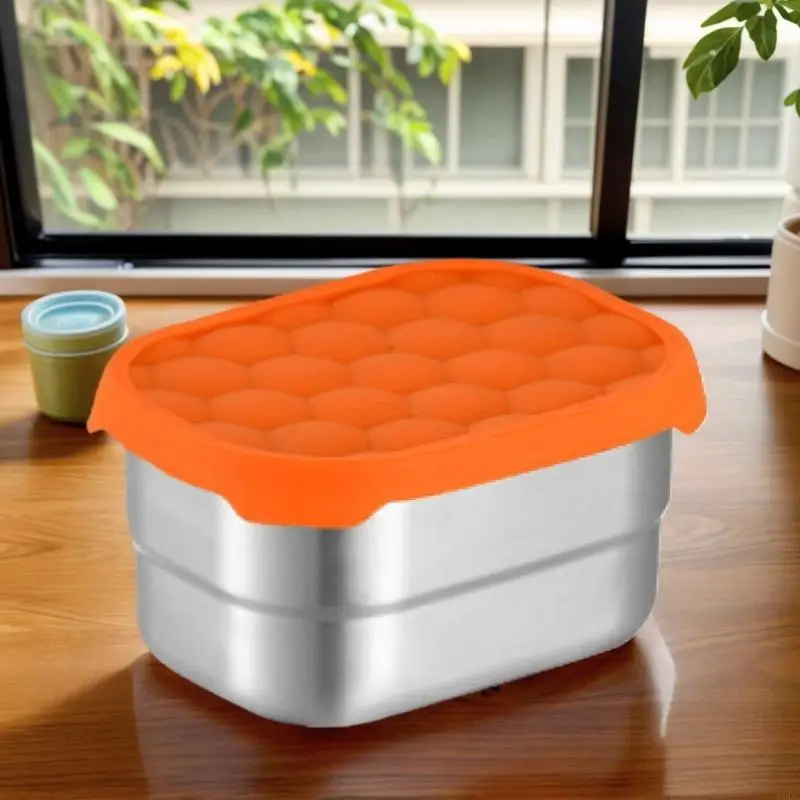 J60C 3 Pieces Stainless Steel Lunch Container Child Friendly Stainless Steel Lunch Box with Lid For Or Snacks