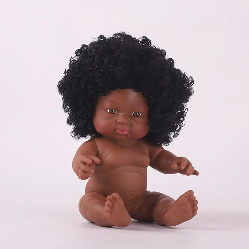 11 Inch American African Black Doll Naked Body With Explosive Head Reborn Newborn Baby Doll Boy Appease Sleeping Toy For Kids