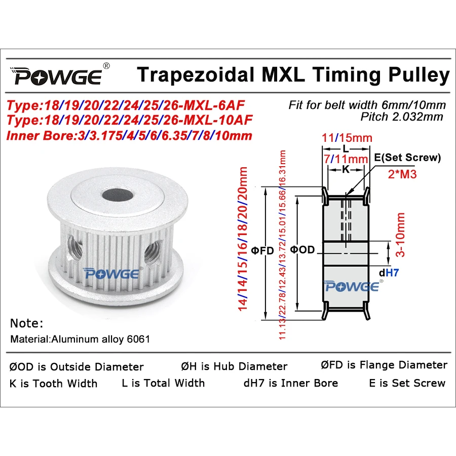 Tooth Belt MXL 24 Teeth Idler Timing Pulley W/Bearing 5mm Bore For 6mm Stepper Motor Belt
