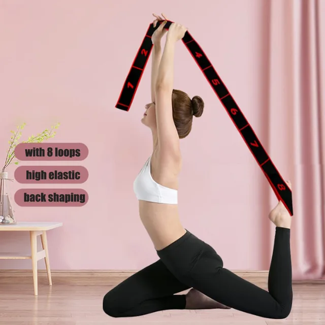 Yoga Pull Strap Belt Polyester Elastic Latin Dance Stretching Band 8 Loops Yoga Pilates GYM Fitness Exercise Resistance Bands Yoga Pull Strap Belt Polyester Elastic Latin Dance Stretching Band 8 Loops Yoga Pilates GYM Fitness Exercise Resistance Bands
