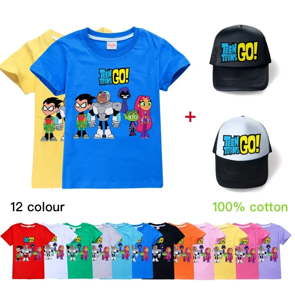

Teen Titans Go T Shirt Children 100% cotton Clothes Summer Cartoon 3D T-shirt For Boys Girls Kids Clothing Unisex Short Sleeves