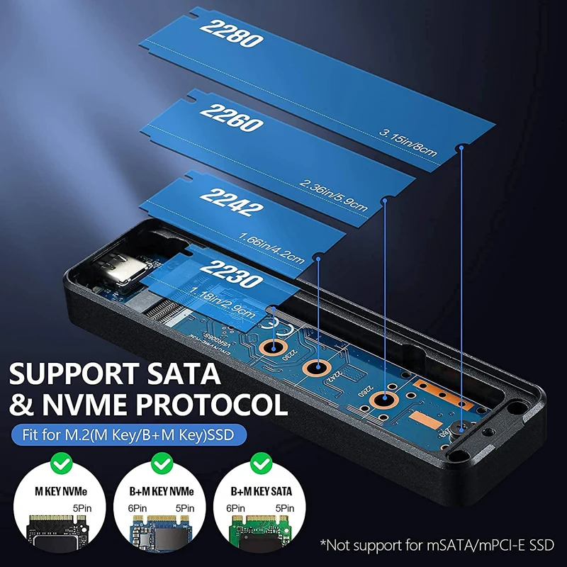   M.2 SATA NVME Ŭ  M2 SSD ̽ NVME ̽ USB C 3.2 Gen2 10Gb, M2 SATA 6Gb UASP Trime RTL9210B