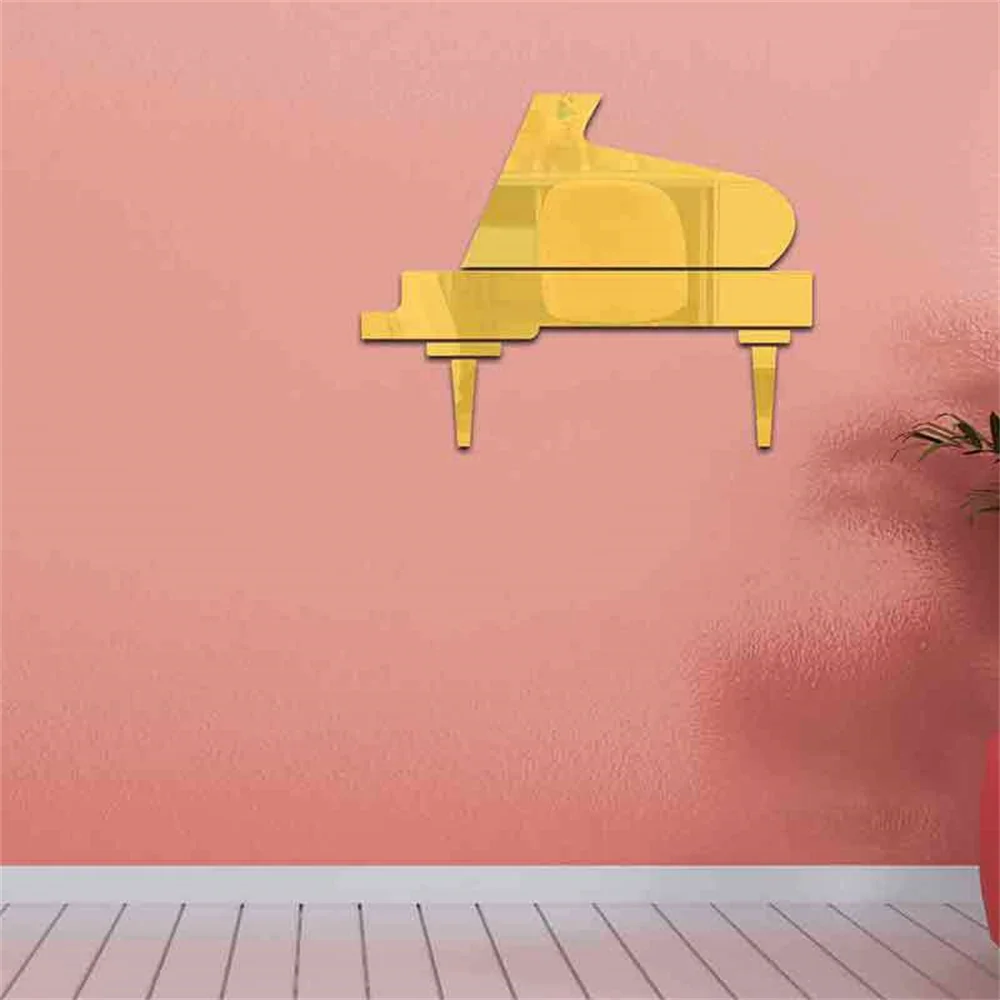 Creative Piano 3D Mirror Acrylic Wall Stickers Self Adhesive Decals DIY Bedroom Living Room Bathroom Home Decor