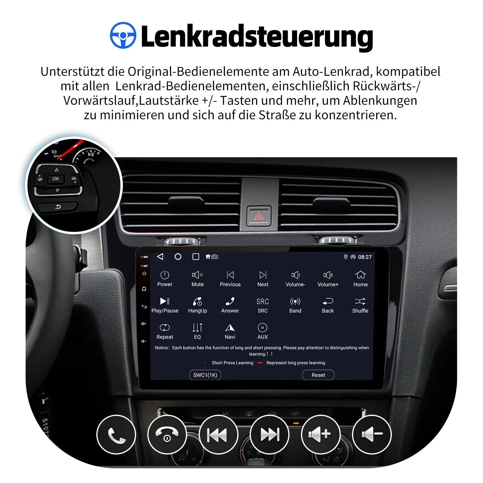 ESSGOO 10" Android 14 4 Core Car Stereo Radio GPS Navi For Volkswagen VW Golf 7 MK7 VII 2013-2017 Carplay Car WIFI USB BT FM RDS