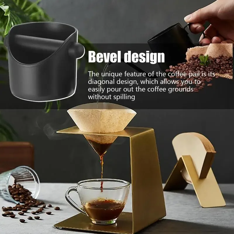 Coffee Powder Box Black Coffee Slag Bucket with Deep Bowl Dump Bin Detachable Knock Bar Coffee Machine Grind Trash Bin