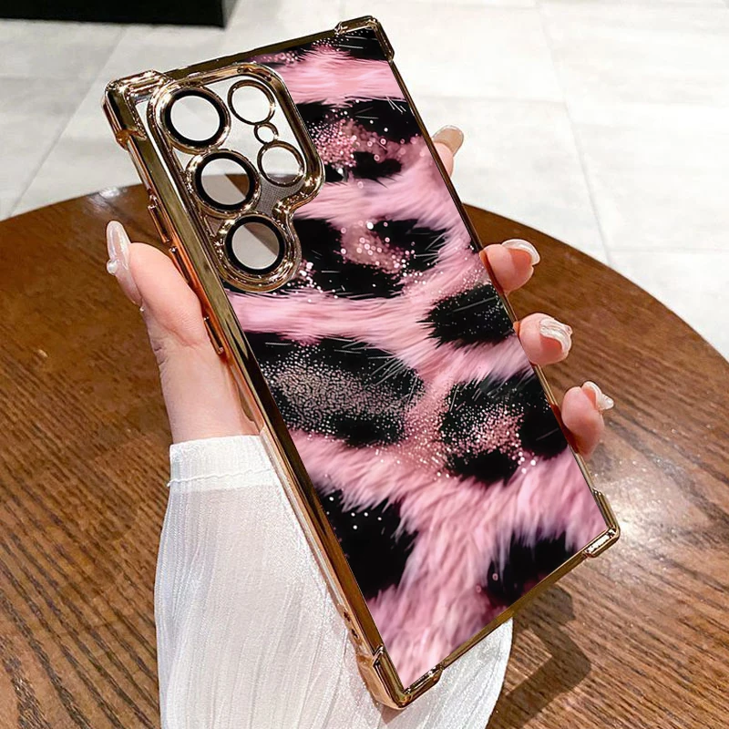 Pink Leopard Print Transparent Phone Case Cover