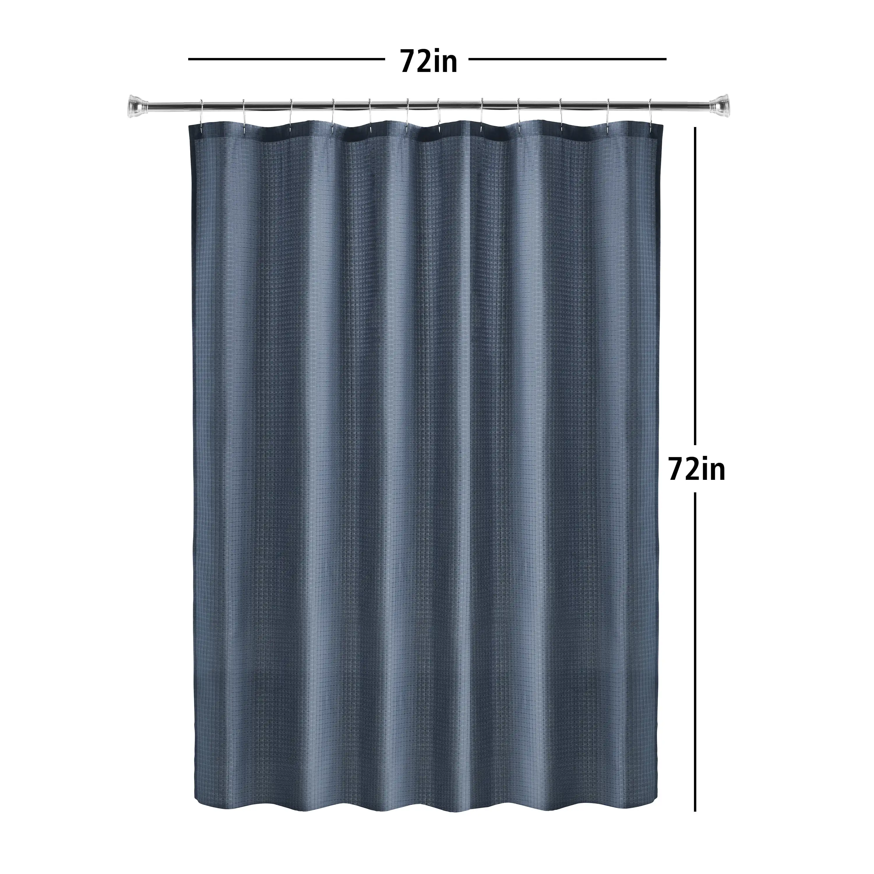 (3 pack) Eco-Friendly Waffle-Weave Fabric Shower Curtain, Recycled Polyester, 72&rdquo; x 72&rdquo;, Navy Blue