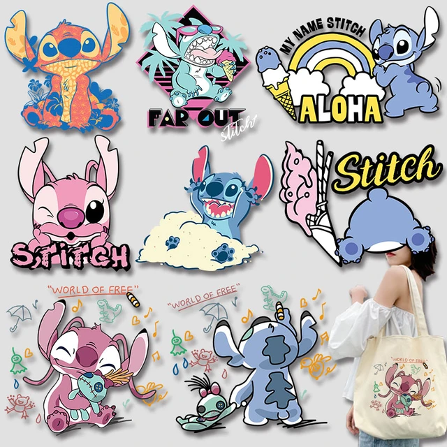 Pegatinas de dibujos animados Lilo Stitch, apliques de transferencia  térmica para ropa