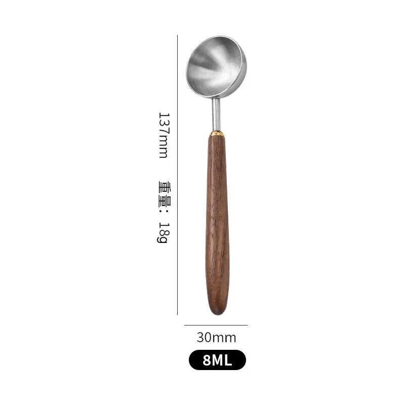 25ml Wooden Handle Stainless Steel Coffee Scoop Tablespoon Measuring Spoon thumbnail 2
