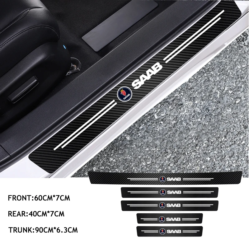 4Pcs Car Door Sill Plate Paint Protectors Stickers For Saab 93 93X 95