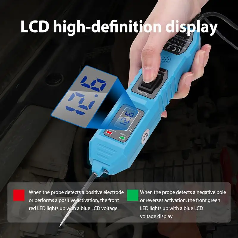 전압계 LCD 회로 테스터 테스트 조명, 3.5-36V DC 배터리 전원 감지기, 양방향 휴대용 LED 퓨즈 테스터
