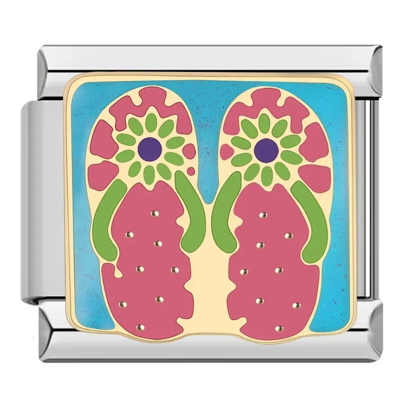 Vibrant Glaze Flower Charm for 9mm Stainless Steel DIY Bracelet