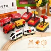 Wooden RC Train Remote Control Electric Accessories Magnetic Rail Car Children's Simulated Track Return Force Toys Car Model Set 1