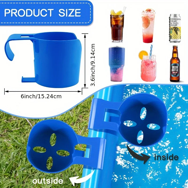 Poolside Cup Holders for Above Ground Swimming Pools Pool Cup Holder for Refreshing Drinks Bottle Round Top Bar Easy to Use