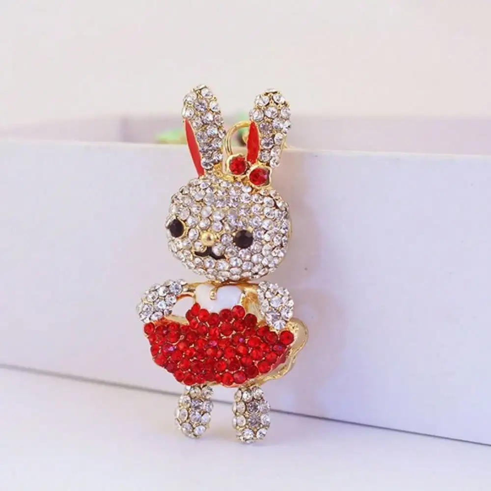Strass-Cartoon-Niedlicher Hasen-Schlüsselanhänger Damen-Taschenaccessoire Anhänger Schlüsselkette Kleines Geschenk Tierkreiszeichen Freundin