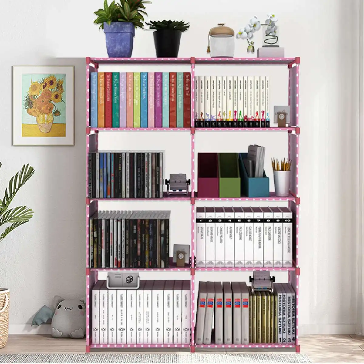 Simple Bookshelf Removable Bookcase Living Room Sundries Storage Holder Lattice Cabinet Home Decor Display Stand storage rack book display stand cube storage organizers