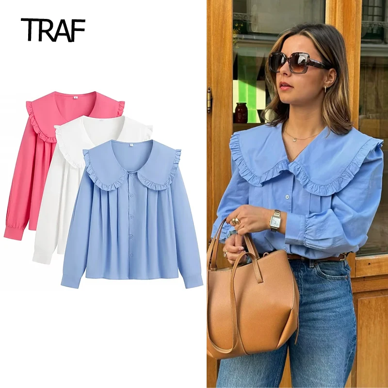 

Женская рубашка с воротником «Питер Пэн», с длинным рукавом