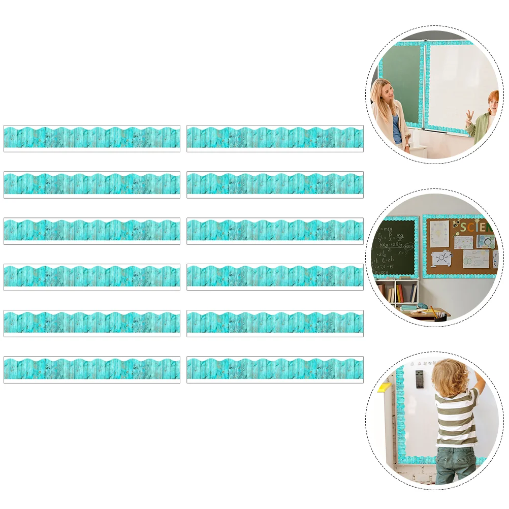 

12 Pcs Detachable Simulated Wood Grain Bulletin Board Magnetic Border White Festival Supplies Pvc Replaceable