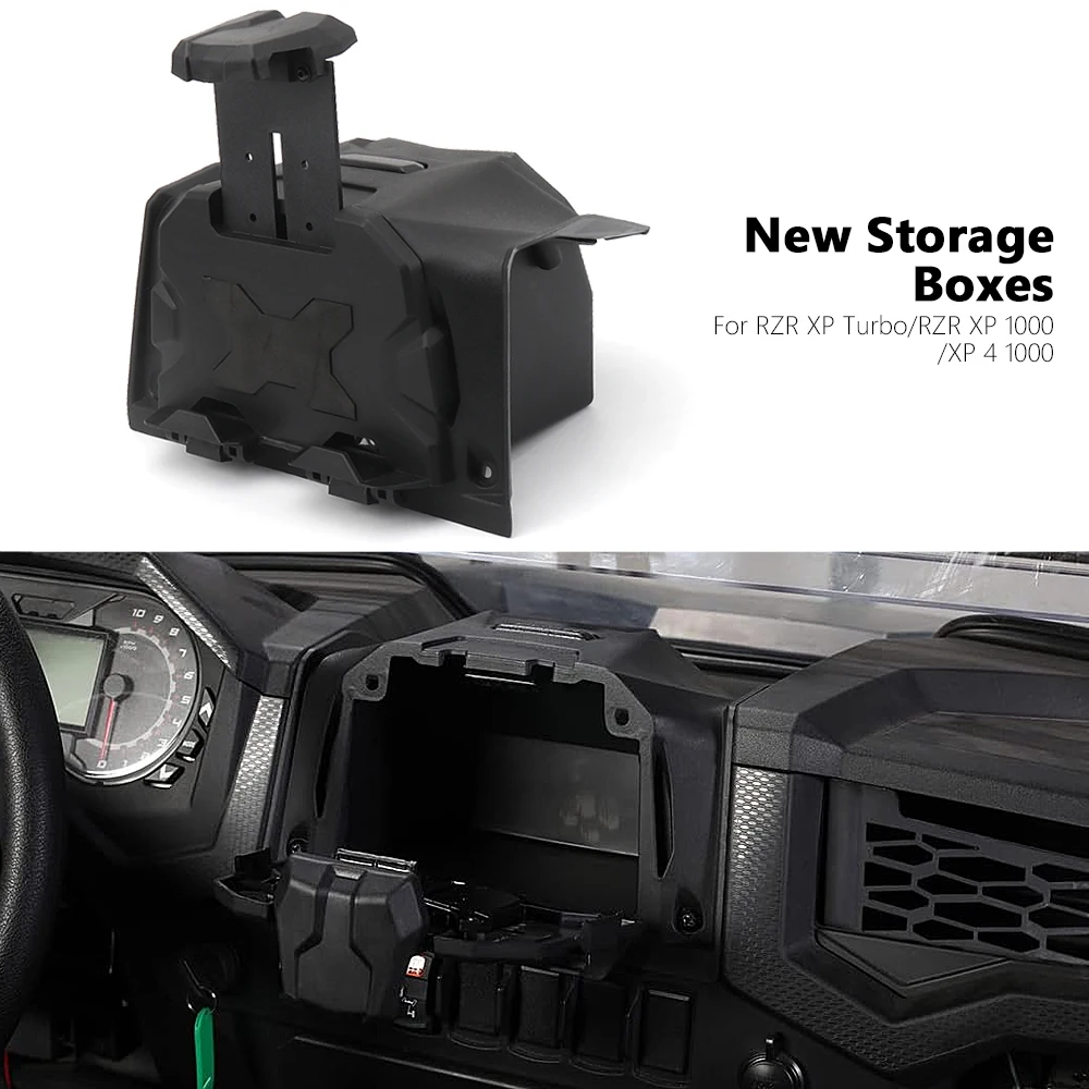 UTV Electronic Device Tablet Holder Storage Box Accessories Black For Polaris RZR XP 1000 RZR XP 4 Turbo TURBO