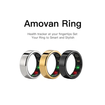 Anello Intelligente Amovan Nova di Qualità Premium con Analisi AI, Modalità Sport GPS, Monitoraggio Frequenza Cardiaca, Ossigeno nel Sangue, Stress, Sonno e Temperatura